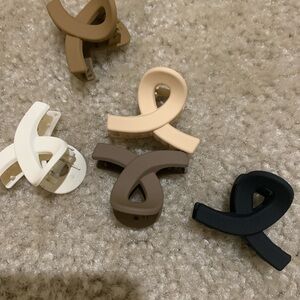 Elegant Hair Clip Set - Black, Cream, Tan, Brown